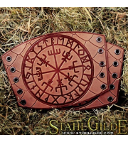 A Pair Leather  Bracers Armor Vegvisir Futhark Runes Vikings Compass